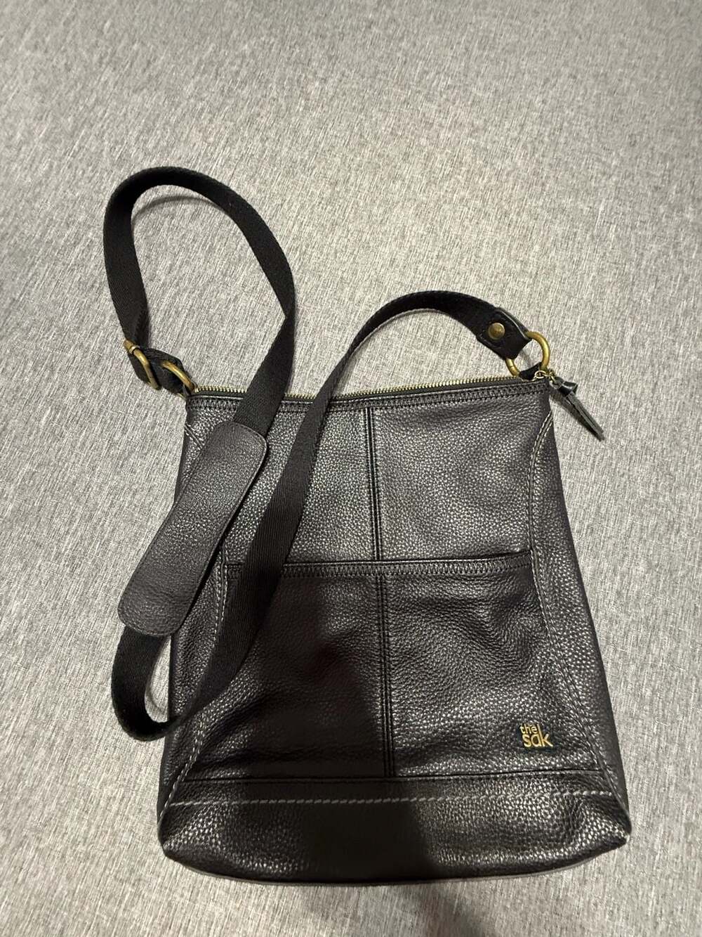 The Sak Black Pebbled Leather Crossbody Shoulder Bag
